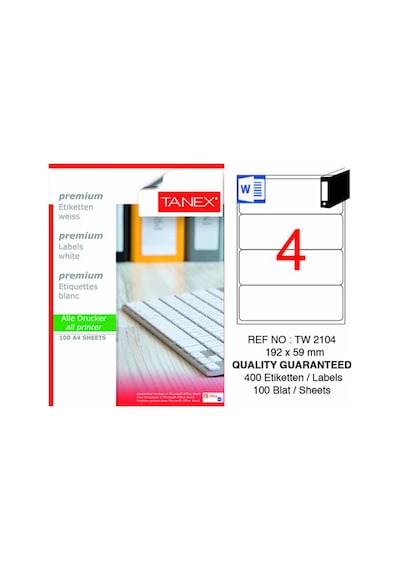 Laser Etiket 100 Lü 192x59mm Tw-2104 Tw2104las10100 0483