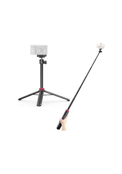 Ulanzi Mt-44 Selfie Çubuğu Telefon Ve Kamera İçin Tripod Maks. 146 Cm Yüksekliğinde Uzatılabilir Siyah/kırmızı