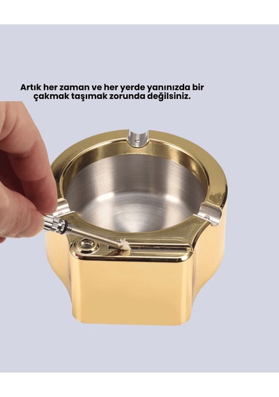 Gizli Ateşlemeli Metal Küllük, Masaüstü Yuvarlak Tasarım