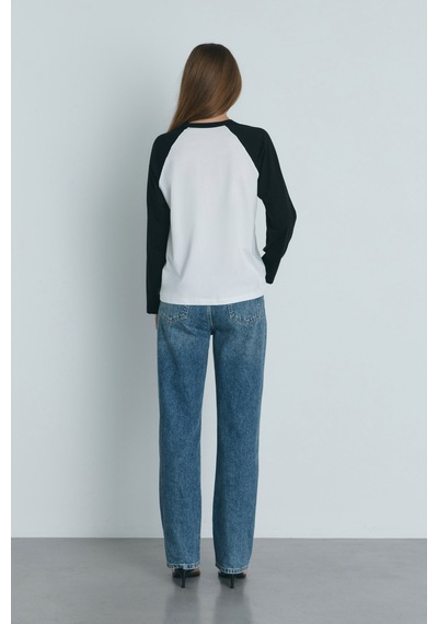 Suud Collection Siyah Reglan Çift Renk Tişört