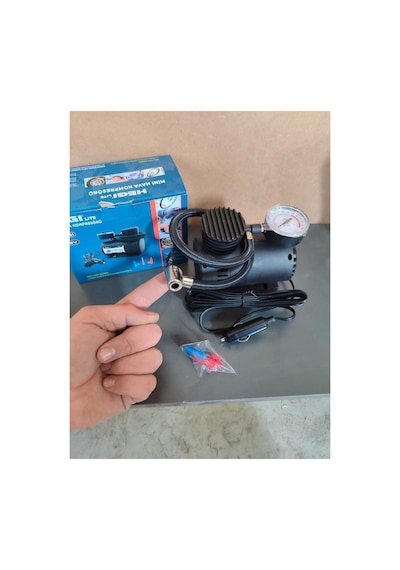 12v Araç Tipi Çakmaklık 300 Psı Mini Hava Kompresör Araba Bisiklet Teker Lastik Şambrel Top Şişirme