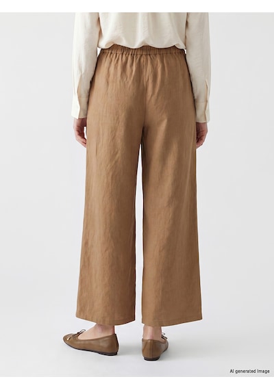 Lcw Modest Bej Beli Lastikli Kadın %100 Keten Pantolon
