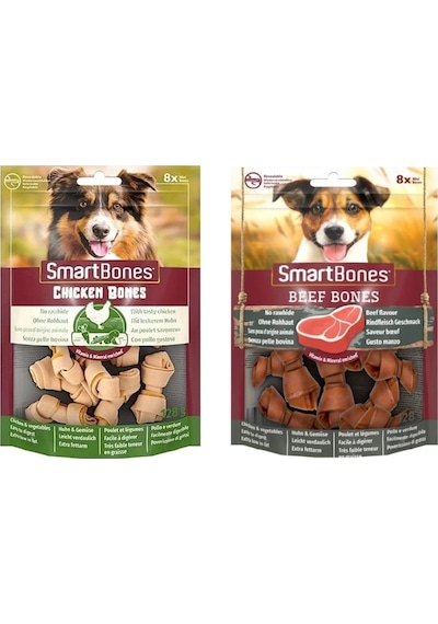 Smartbones 2 Çeşit Karma Mini Köpek Ödülü 8 Li 128 Gr. X 2 Adet
