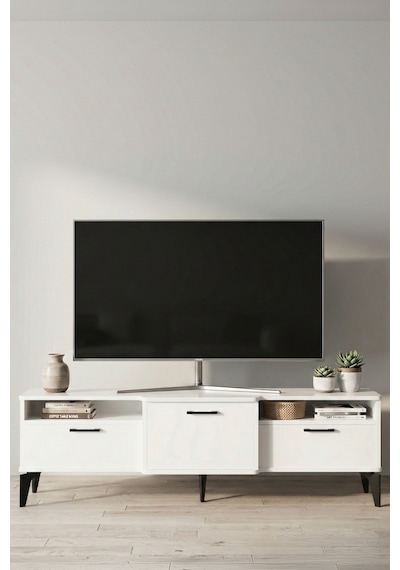 Mistral Tv Sehpası Metalik Beyaz 160x40 Cm Diğer