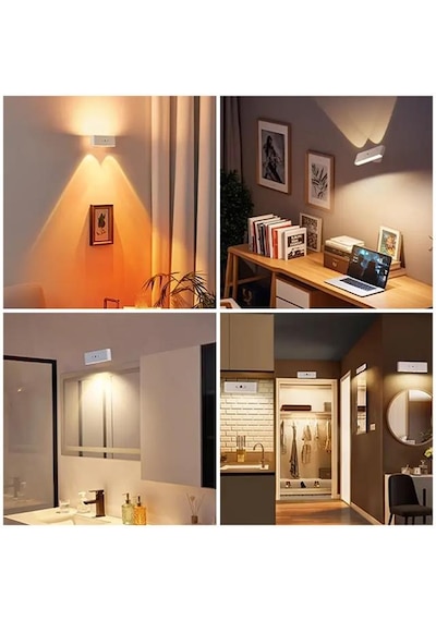 Ledx Sk-bd188f Çift Yönlü Hareket Sensörlü Dekoratif Şarjlı Duvar Aplik 2 Mercekli 15 Smd Ledli 3000k-4000k-6500k Beyaz