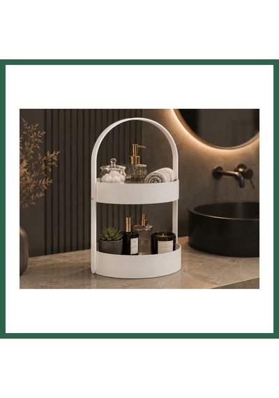 Bezos 3d Baskı İki Katlı Banyo Düzenleyici - Taşınabilir Organizer Ve Saklama Standı-beyaz Bzs01
