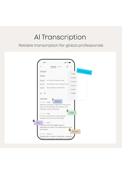 Yapay Zeka Ses Kaydedici, Note Ses Kaydedici, Kılıflı, Uygulama Kontrolü, Aı Teknolojisi İle Transcribe & Özetleme, 112 Dil Desteği, 64 Gb Bellek, Dersler, Toplantılar, Aramalar İçin Ses