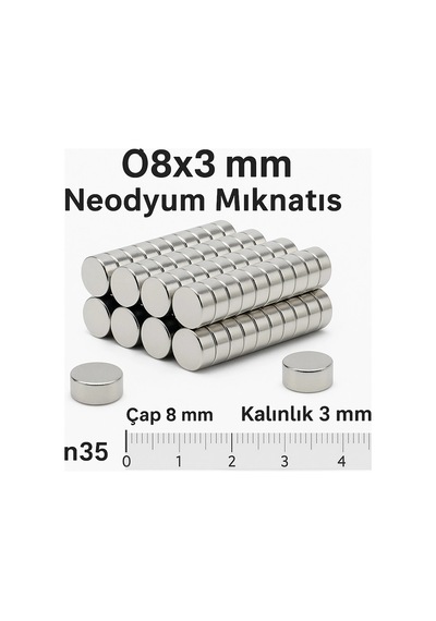 Ø8x3 Mm Neodyum Mıknatıs-10 Adet
