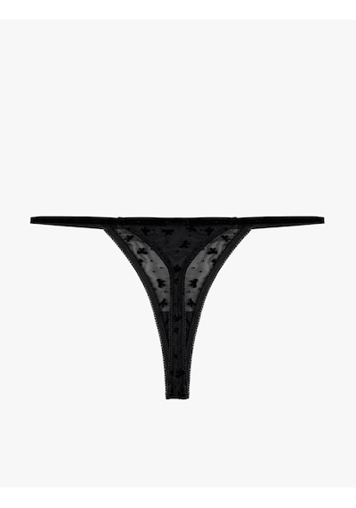 Koton Detaylı Tül String Külot Siyah 7wlk30063mk