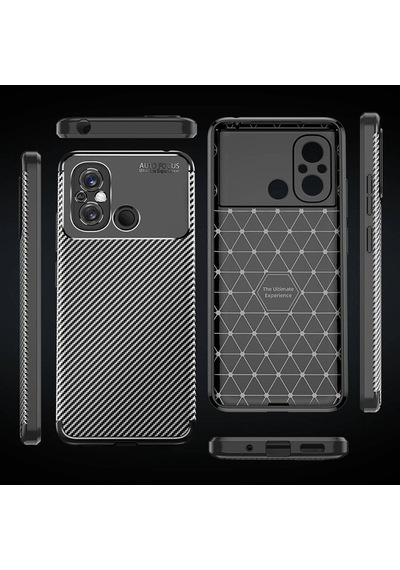 Xiaomi Redmi 12c Kılıf Karbon Görünümlü Silikon Kamera Korumalı Üstün Koruma Kurtiletisim Siyah