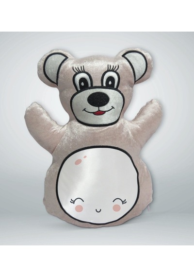 Bk Gift Sevimli Ay-1 Tasarımlı Ayıcık Yastık Krem