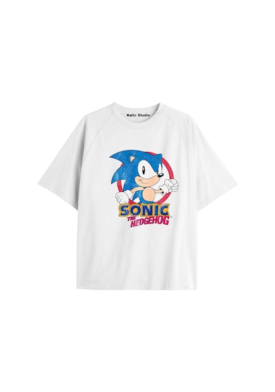 Kalic Studio Unisex Bay Sonic Desenli Beyaz Yazlık T-shirt Beyaz-198