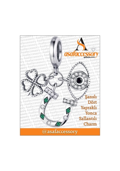 Şanslı Dört Yapraklı Yonca Charm Asafaccessory Gümüş