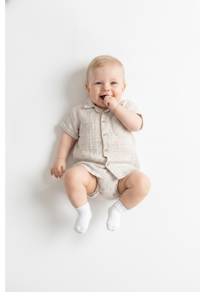 Tiffany Baby & Kids Lycra Müslin Tasarımlı Gömlek Gri