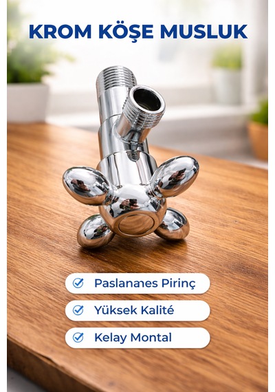 Taharet Musluğu Klozet Yanı Ara Musluk Pirinç Gövde Sızdırmaz Krom