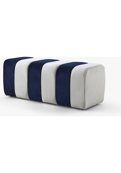 Yarmalı Bench Puf Lacivert-beyaz Lacivert