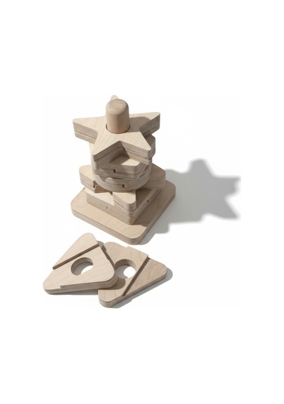 Ahşap Eğitici İkiz Geometrik Dikey Puzzle Model Yapboz