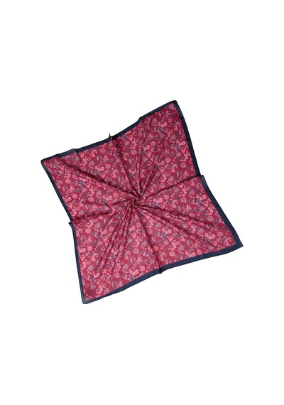 Mim Eşarp Prime Pamuk Çiçek Desenli Eşarp 90x90 Cm Bordo - Siyah