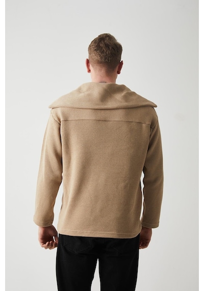 R-5850 Yaka Detaylı Örme Sweat Vizon