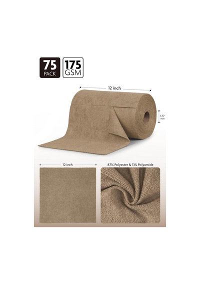 Çok Amaçlı Rulo Mikrofiber Temizlik Bezi 30x30 75 Yapraklı Kahverengi Kahverengi