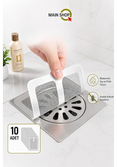 Mainshop 10 Adet Yapışkanlı Banyo Gider Filtresi M-740 Çok renkli