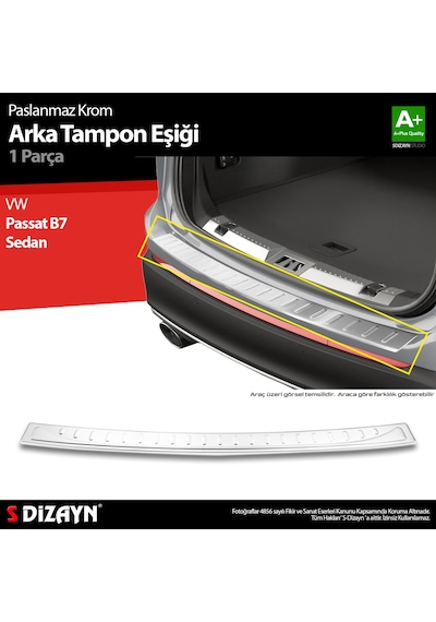S-Dizayn Vw Passat B7 Sw Krom Arka Tampon Eşiği 2011-2015