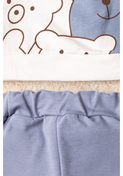 Mai Perla Smile Bear Nose 2'li Unisex Bebek Alt Üst Takım Mavi