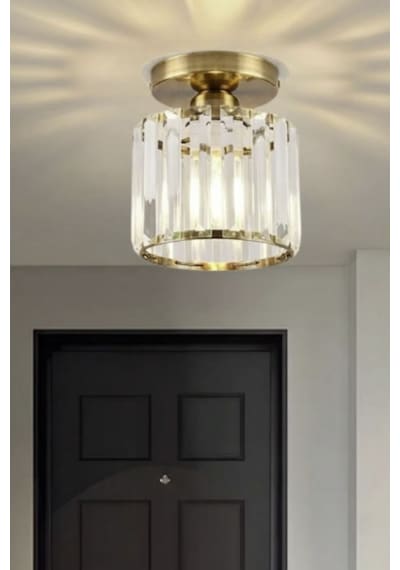Glowix Kristal Taşlı Plofonyer Tekli Avize - Modern Tekli Kristal Taşlı Avize Eskitme