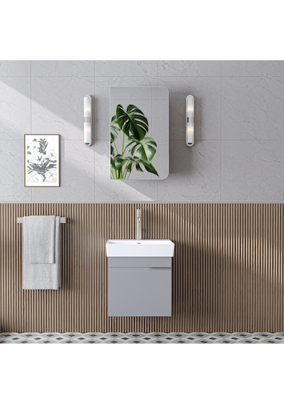 Likya Mdflam Tek Kapaklı Lavabolu 49 Cm Banyo Dolabı + Üst Dolabı, Mini Lavabolu Banyo Dolabı Takımı Kül Gri Likya Mdflam Tek Kapaklı Lavabolu 49 Cm Banyo Dolabı + Üst Dolabı, Mini Lavabolu Banyo Dolabı Takımı Kül Gri