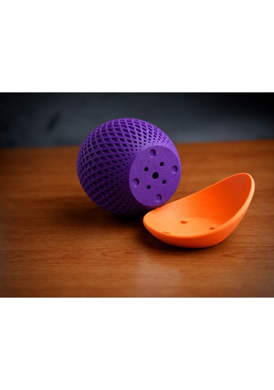 3d Baskı Küre Saksı - Kafes Dokulu İki Parçalı Dekoratif Saksı - Mor-turuncu