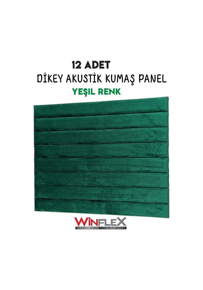Akustik Kumaş Kaplı Dikey Panel 15x210cm - 12 Adet Yeşil Renk