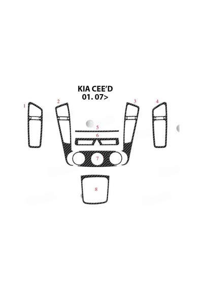 Kia Ceed Torpido Kaplama 2007 8 Parça Karbon