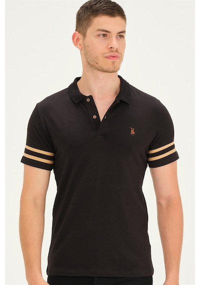 T8585 Dewberry Erkek T-shırt-siyah-camel Siyah-camel