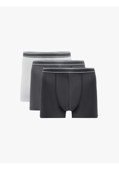 Koton Pamuklu Bel Detaylı 3'lü Boxer Seti Gri 6slm90005mk