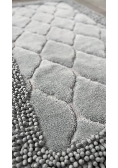 Pamukkent Süper Emici 2'li%100 Pamuk Ultra Lüks Banyo Paspası Seti 60x100 Cm Ve 50x60 Cm Antrasit 2li