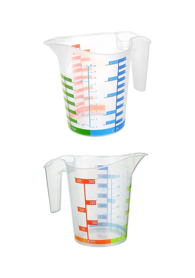Ölçü Kabı Dereceli Renkli 1000 Ml + 300 Ml Set Çok Renkli