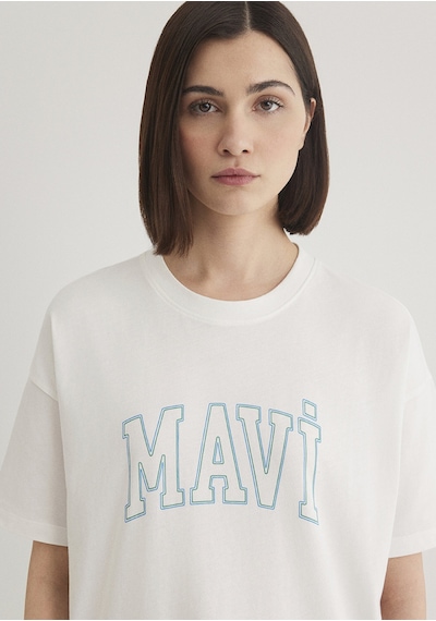 Mavi - Mavi Logo Baskılı Beyaz Tişört 1611193-81964 Beyaz