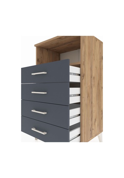 Hyperion Komodin Tek Raflı 4 Çekmeceli 60x44x106 Çam-antrasit Atlas Çam