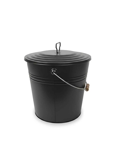 15 Litre Kapaklı Metal Siyah Kova - Çok Amaçlı Saklama Kabı Ve Saksı 30x27/23 Cm