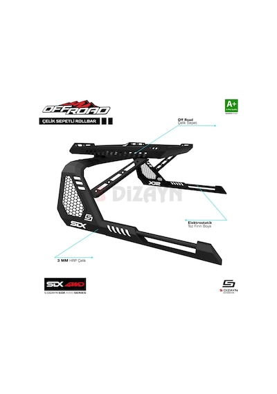 S-dizayn Sdx 4wd Off Road Ford Ranger 4 Sepetli Çelik Roll Bar V1 2023 Üzeri