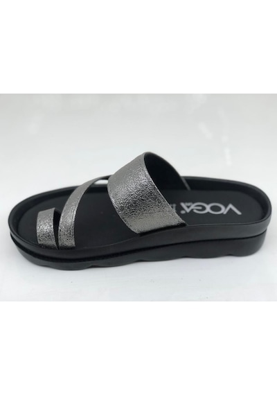Voga 1740 Platin Çatlak Comfort Casual Bayan Terlik 001