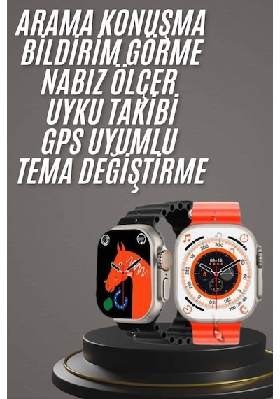 Yeni Model Akıllı Saat Ultra Smart Watch Gümüş Kasa 45mm Titreşim