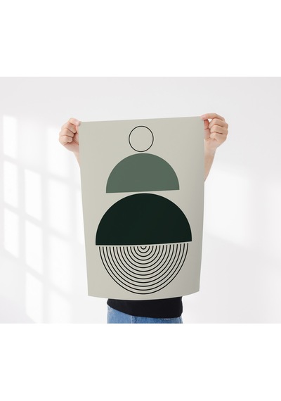 Çerçevesiz Poster, Dijital Baskı Soyut Yarım Daireler Poster, Soyut, Ev, Ofis, Mutfak Dekorasyon