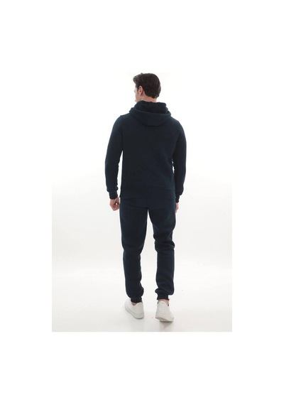 Erkek 3 İplik Kapüşonlu Sweat Üst Lacivert Bordo