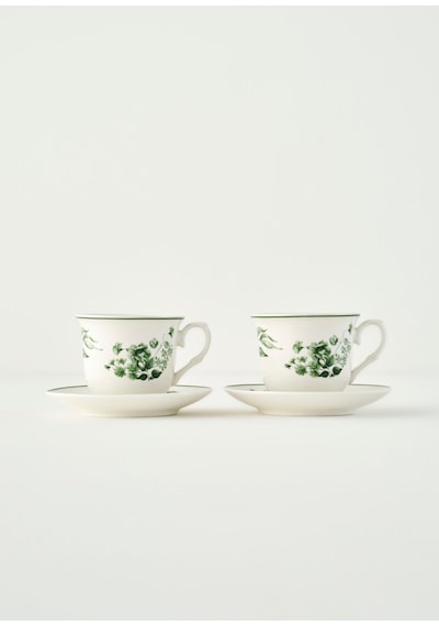Bella Maison Julia New Bone 2'li Çay Fincanı Seti Yeşil 250 Cc Yeşil