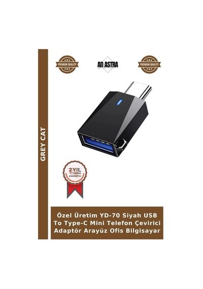 Özel Üretim Yd-70 Siyah Usb To Type-c Mini Telefon Çevirici Adaptör Arayüz Ofis Bilgisayar