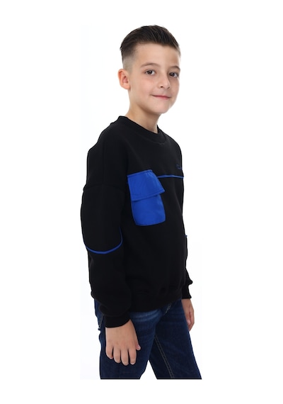 Toontoy Kids Toontoy Erkek Çocuk Relax Fit Bisiklet Yaka Parçalı Baskılı Sweatshirt - Cep Detaylı & 2 İplik Siyah Toontoy Kids Toontoy Erkek Çocuk Relax Fit Bisiklet Yaka Parçalı Baskılı Sweatshirt - Cep Detaylı & 2 İplik Siyah