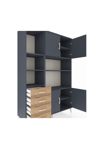 Hyperion Dolap 8 Raflı 4 Çekmeceli 4 Kapaklı 132x44x195 Antrasit-antrasit/çam Antrasıt/atlas Çam - Antrasıt Hyperion Dolap 8 Raflı 4 Çekmeceli 4 Kapaklı 132x44x195 Antrasit-antrasit/çam Antrasıt/atlas Çam - Antrasıt