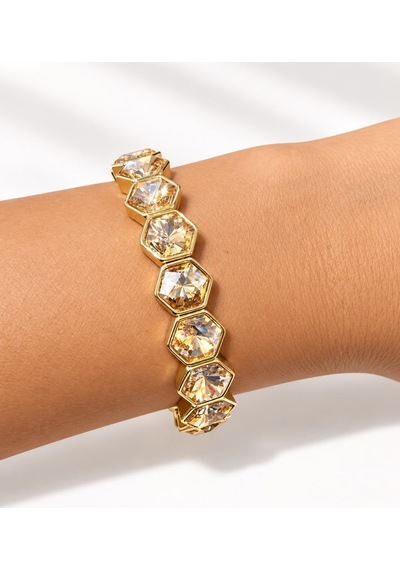 Les Petites Mains Bal Rengi Zirkon Taşlı Geometrik Gold Lastikli Bileklik Gümüş