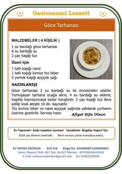 Sultan Ana Elinden Afyon Göce Tarhanası 1 KG